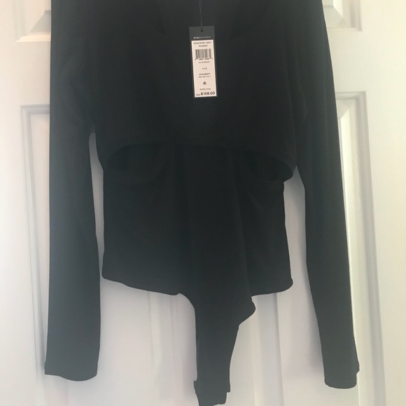 Bcbg Black front cut out thong bodysuit size L - Picture 6 of 8
